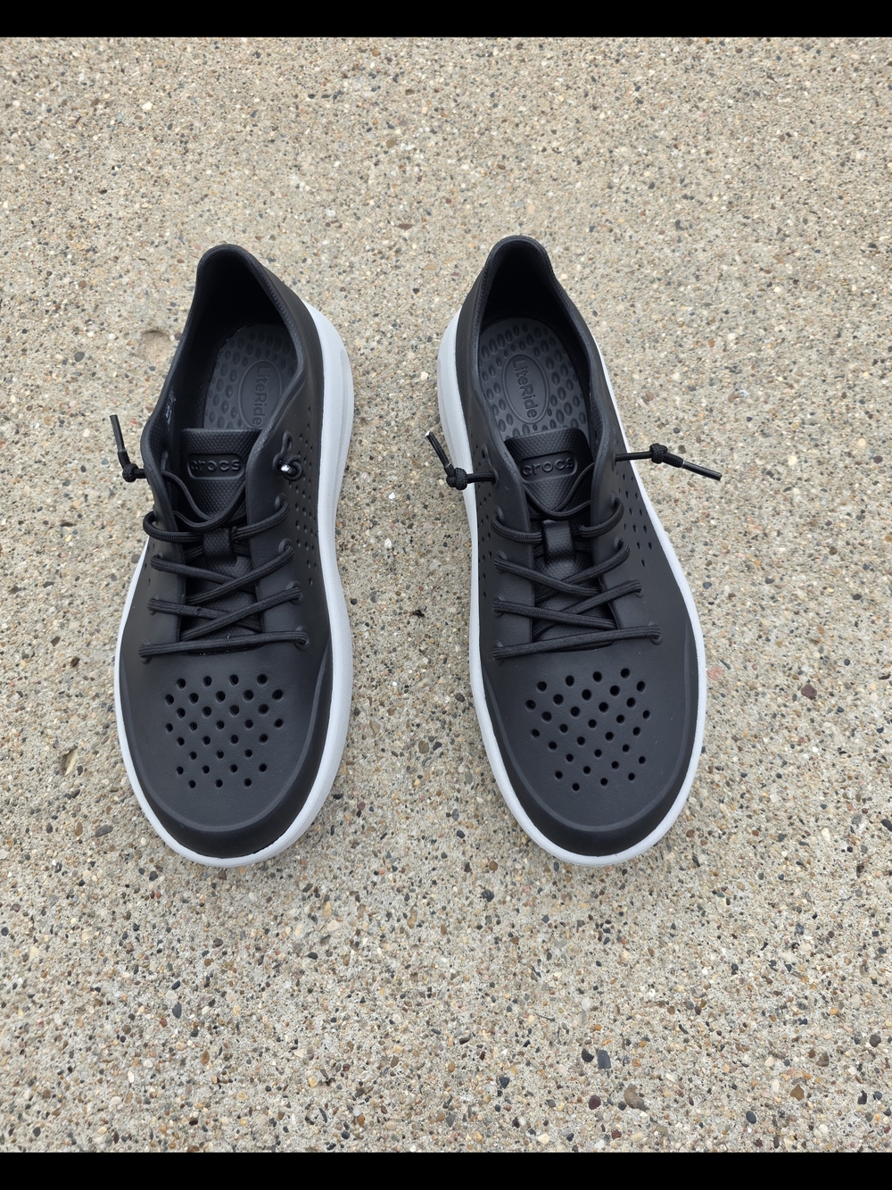 Crocs LiteRide Pacer Black & White Slip-On Sneakers Men 7